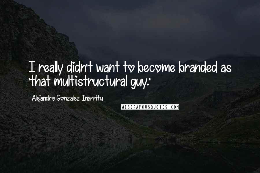 Alejandro Gonzalez Inarritu Quotes: I really didn't want to become branded as 'that multistructural guy.'