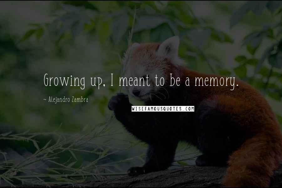 Alejandro Zambra Quotes: Growing up, I meant to be a memory.