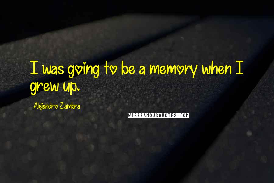 Alejandro Zambra Quotes: I was going to be a memory when I grew up.