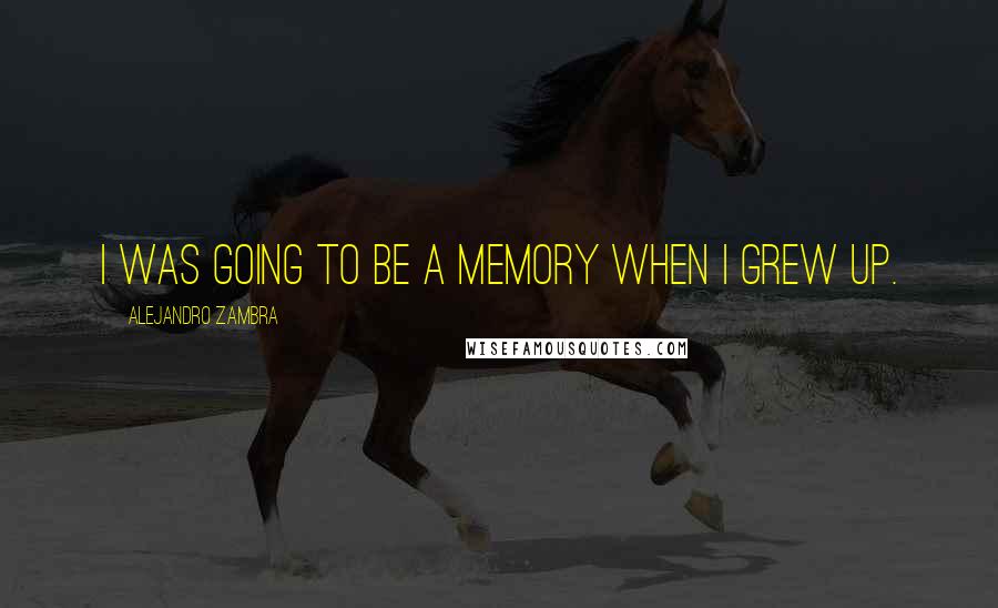 Alejandro Zambra Quotes: I was going to be a memory when I grew up.