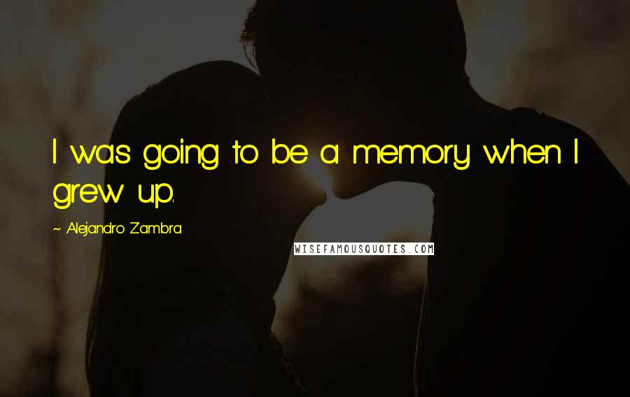 Alejandro Zambra Quotes: I was going to be a memory when I grew up.