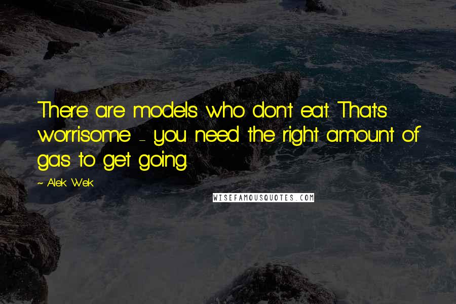 Alek Wek Quotes: There are models who don't eat. That's worrisome - you need the right amount of gas to get going.