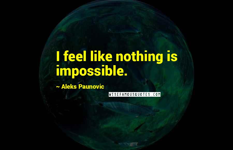 Aleks Paunovic Quotes: I feel like nothing is impossible.