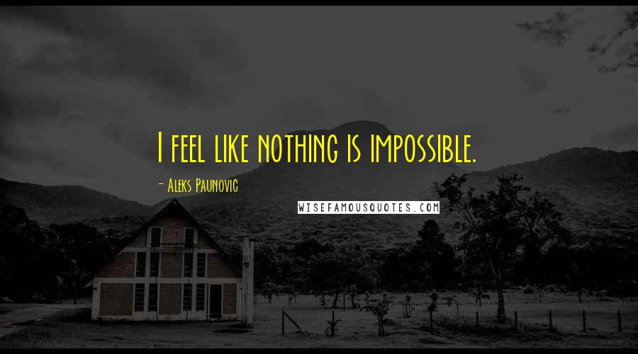 Aleks Paunovic Quotes: I feel like nothing is impossible.