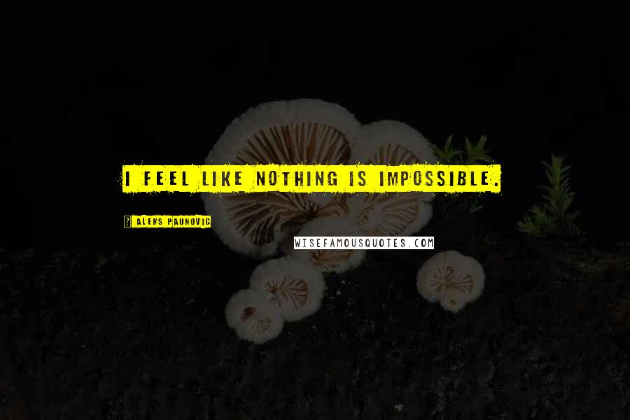 Aleks Paunovic Quotes: I feel like nothing is impossible.