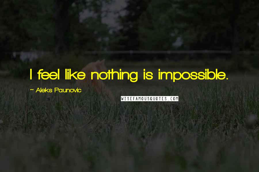 Aleks Paunovic Quotes: I feel like nothing is impossible.