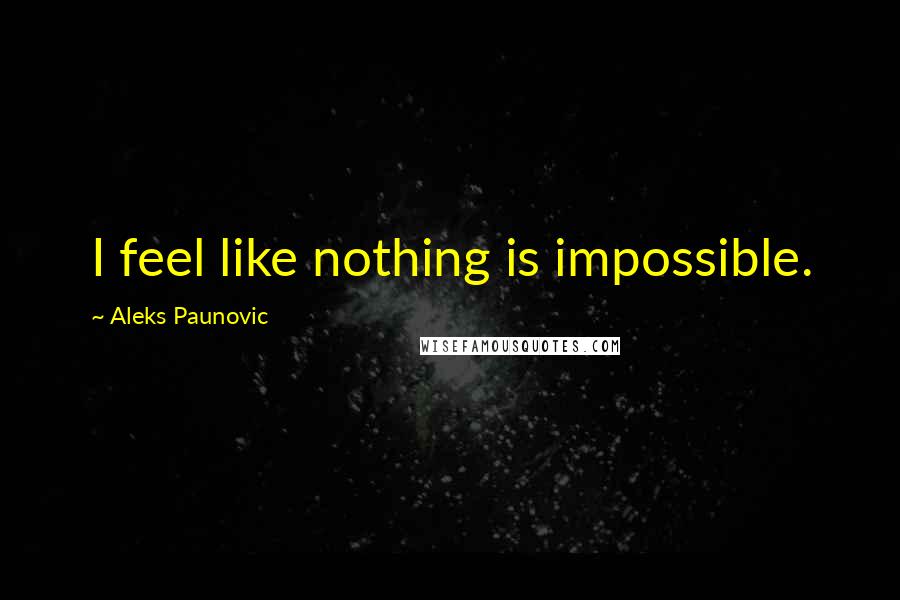 Aleks Paunovic Quotes: I feel like nothing is impossible.