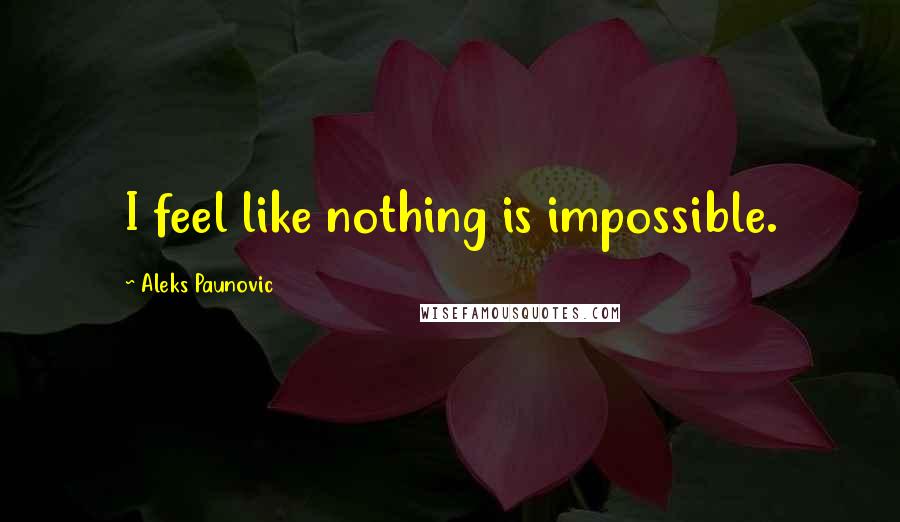 Aleks Paunovic Quotes: I feel like nothing is impossible.