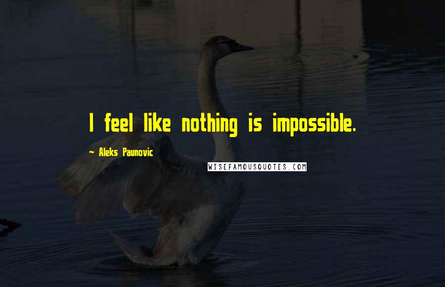 Aleks Paunovic Quotes: I feel like nothing is impossible.