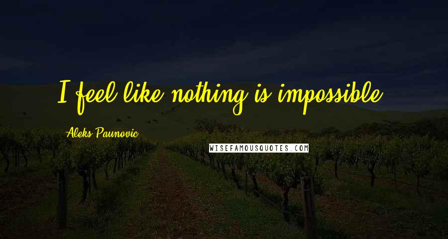 Aleks Paunovic Quotes: I feel like nothing is impossible.