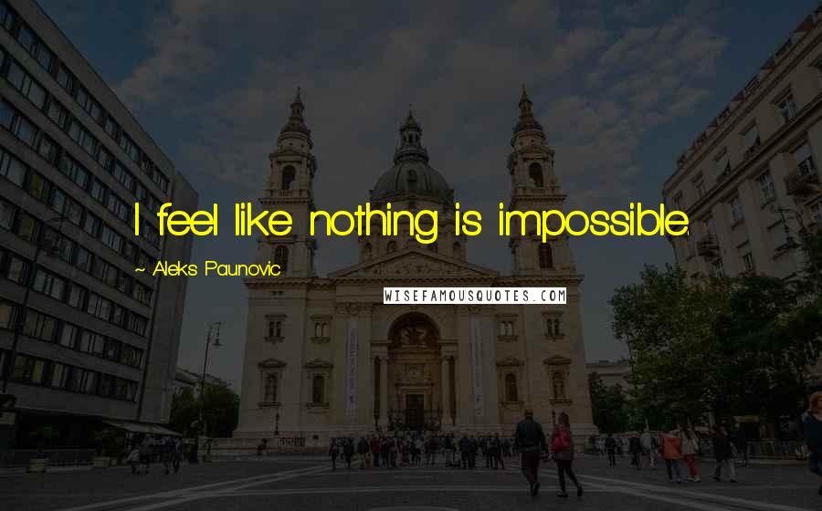 Aleks Paunovic Quotes: I feel like nothing is impossible.