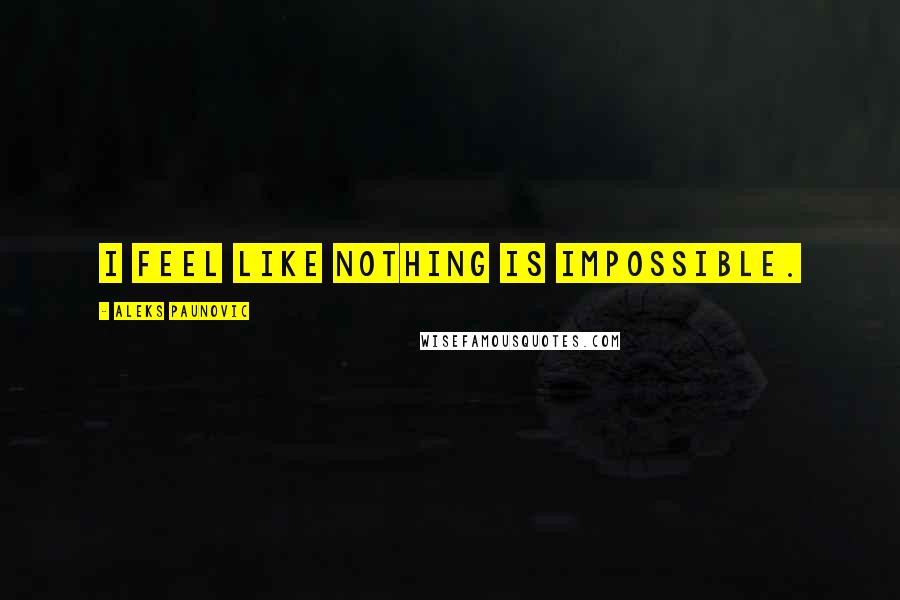 Aleks Paunovic Quotes: I feel like nothing is impossible.