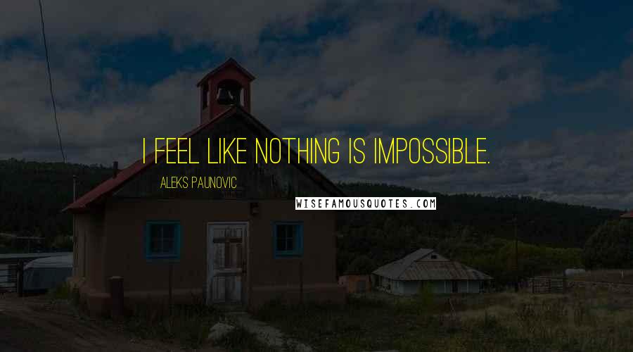 Aleks Paunovic Quotes: I feel like nothing is impossible.