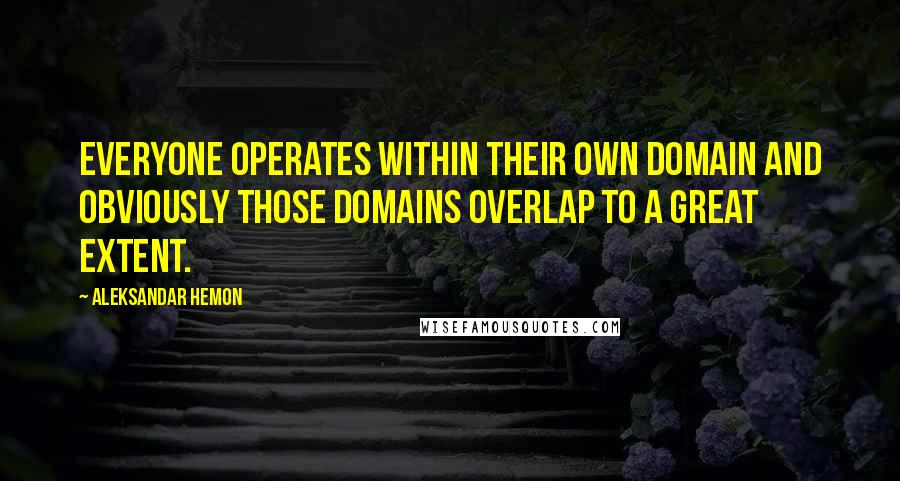 Aleksandar Hemon Quotes: Everyone operates within their own domain and obviously those domains overlap to a great extent.