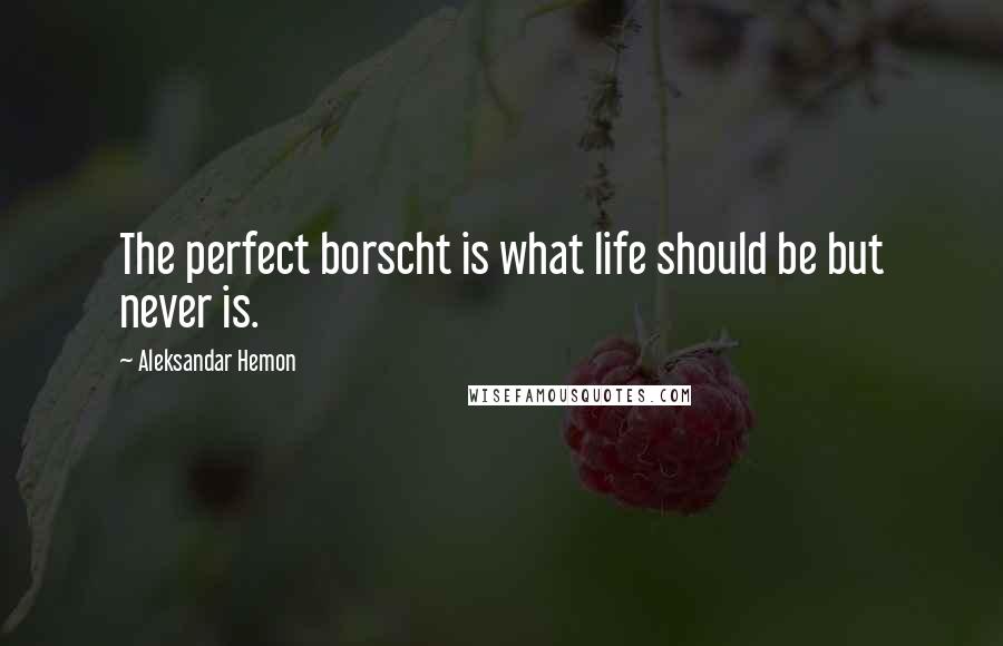 Aleksandar Hemon Quotes: The perfect borscht is what life should be but never is.