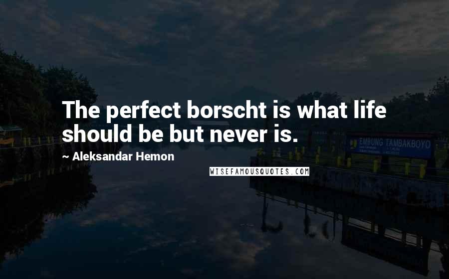 Aleksandar Hemon Quotes: The perfect borscht is what life should be but never is.