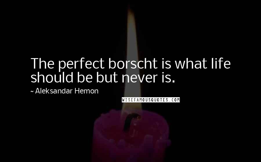 Aleksandar Hemon Quotes: The perfect borscht is what life should be but never is.