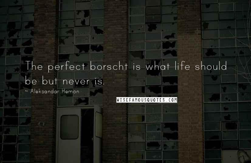 Aleksandar Hemon Quotes: The perfect borscht is what life should be but never is.