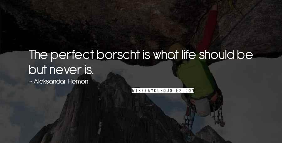 Aleksandar Hemon Quotes: The perfect borscht is what life should be but never is.