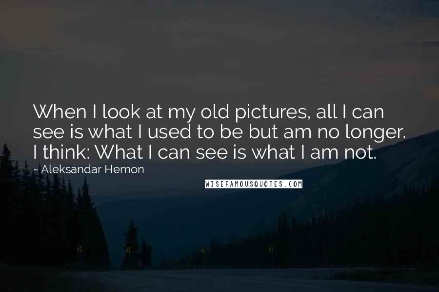 Aleksandar Hemon Quotes: When I look at my old pictures, all I can see is what I used to be but am no longer. I think: What I can see is what I am not.