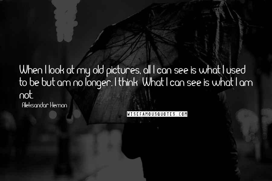 Aleksandar Hemon Quotes: When I look at my old pictures, all I can see is what I used to be but am no longer. I think: What I can see is what I am not.