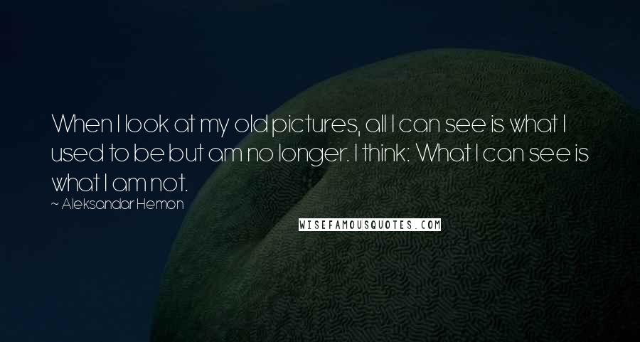 Aleksandar Hemon Quotes: When I look at my old pictures, all I can see is what I used to be but am no longer. I think: What I can see is what I am not.