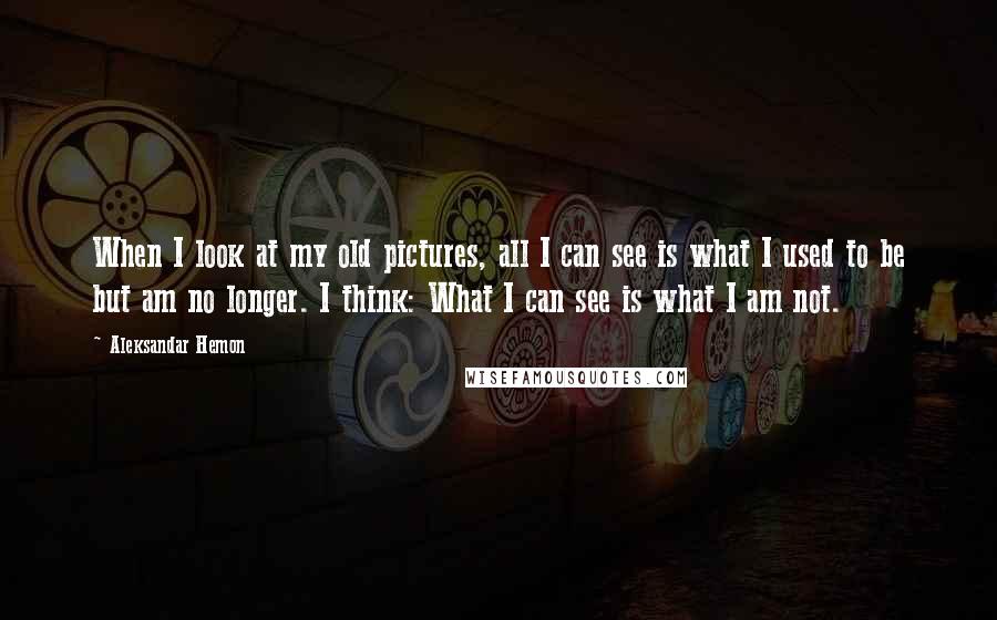 Aleksandar Hemon Quotes: When I look at my old pictures, all I can see is what I used to be but am no longer. I think: What I can see is what I am not.
