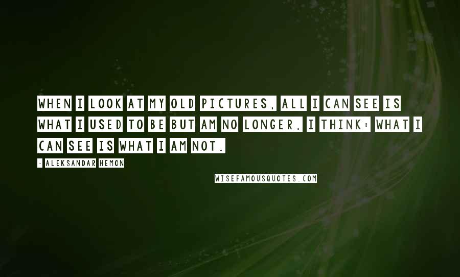 Aleksandar Hemon Quotes: When I look at my old pictures, all I can see is what I used to be but am no longer. I think: What I can see is what I am not.
