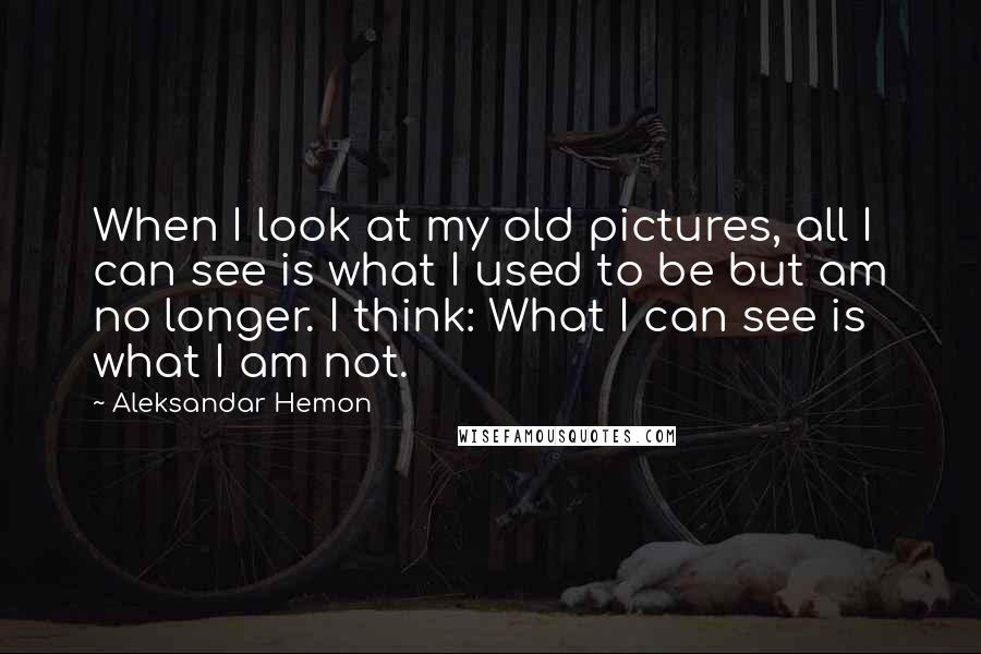 Aleksandar Hemon Quotes: When I look at my old pictures, all I can see is what I used to be but am no longer. I think: What I can see is what I am not.