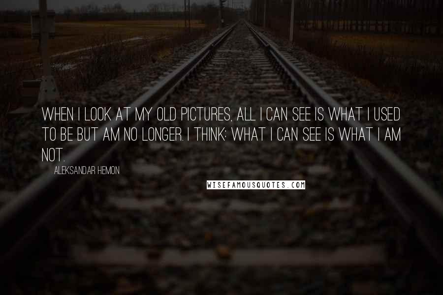 Aleksandar Hemon Quotes: When I look at my old pictures, all I can see is what I used to be but am no longer. I think: What I can see is what I am not.