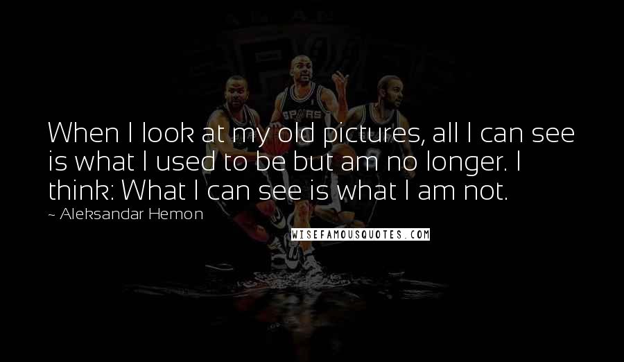 Aleksandar Hemon Quotes: When I look at my old pictures, all I can see is what I used to be but am no longer. I think: What I can see is what I am not.