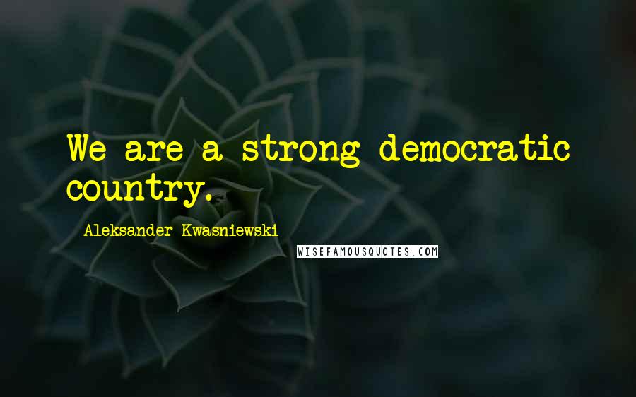 Aleksander Kwasniewski Quotes: We are a strong democratic country.