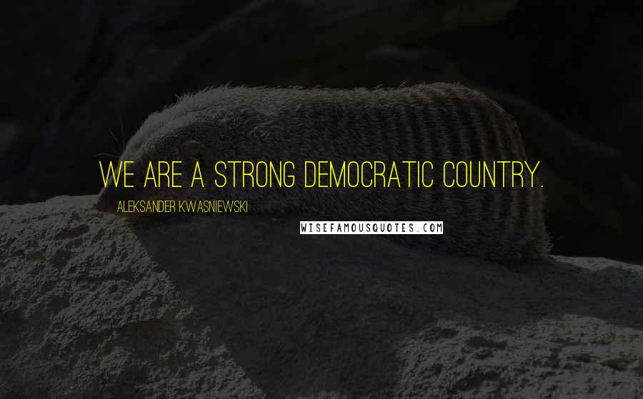 Aleksander Kwasniewski Quotes: We are a strong democratic country.