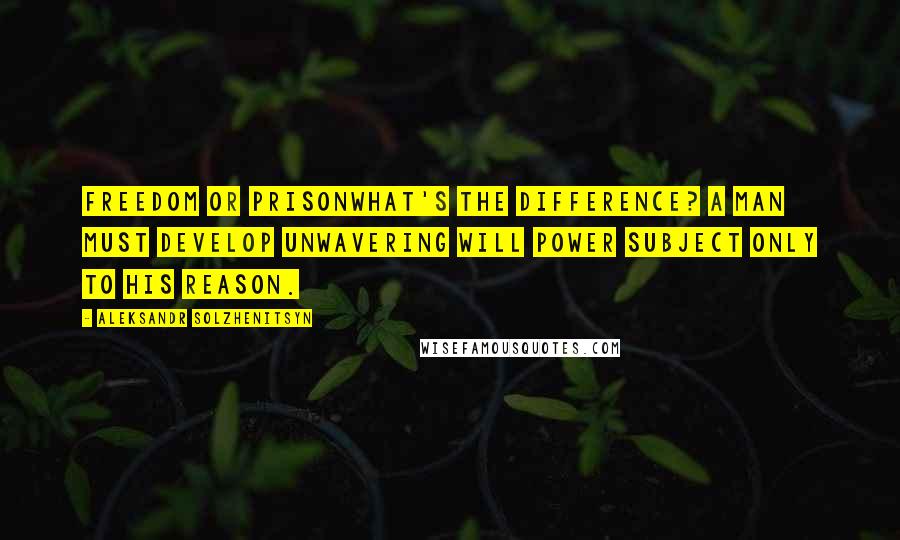 Aleksandr Solzhenitsyn Quotes: Freedom or prisonwhat's the difference? A man must develop unwavering will power subject only to his reason.