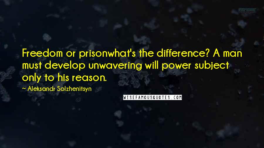 Aleksandr Solzhenitsyn Quotes: Freedom or prisonwhat's the difference? A man must develop unwavering will power subject only to his reason.