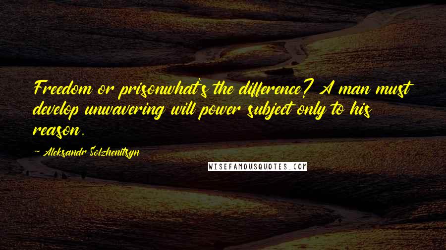 Aleksandr Solzhenitsyn Quotes: Freedom or prisonwhat's the difference? A man must develop unwavering will power subject only to his reason.