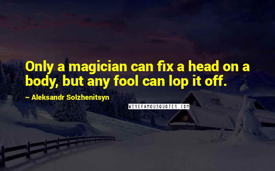 Aleksandr Solzhenitsyn Quotes: Only a magician can fix a head on a body, but any fool can lop it off.