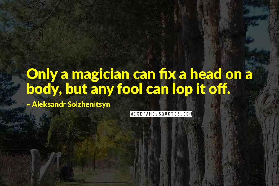 Aleksandr Solzhenitsyn Quotes: Only a magician can fix a head on a body, but any fool can lop it off.