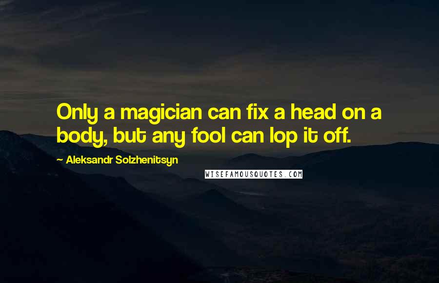 Aleksandr Solzhenitsyn Quotes: Only a magician can fix a head on a body, but any fool can lop it off.