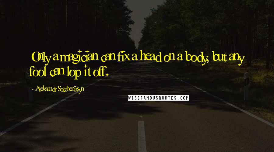 Aleksandr Solzhenitsyn Quotes: Only a magician can fix a head on a body, but any fool can lop it off.