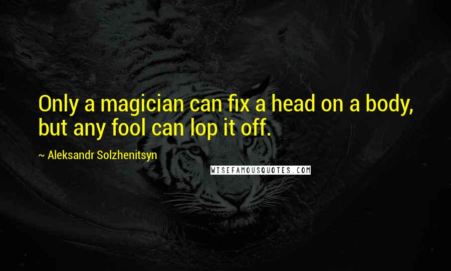 Aleksandr Solzhenitsyn Quotes: Only a magician can fix a head on a body, but any fool can lop it off.