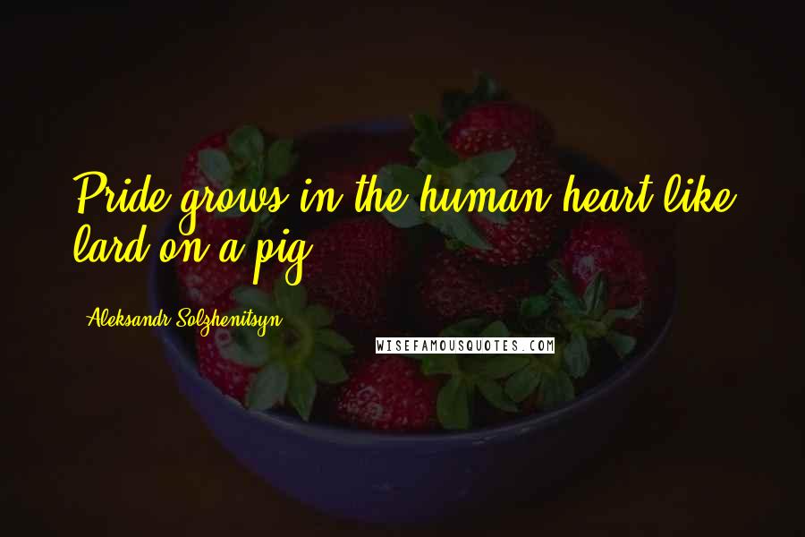 Aleksandr Solzhenitsyn Quotes: Pride grows in the human heart like lard on a pig.