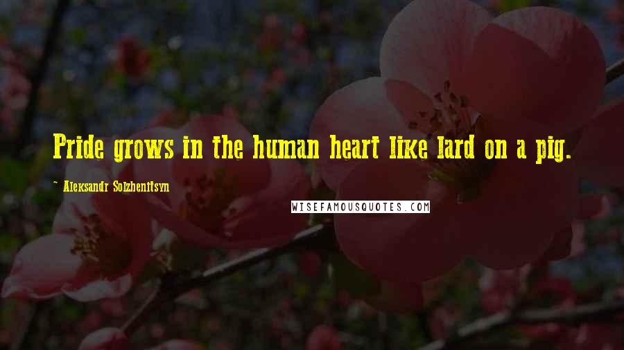Aleksandr Solzhenitsyn Quotes: Pride grows in the human heart like lard on a pig.