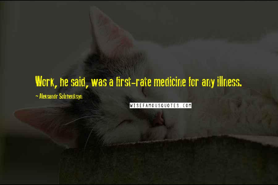 Aleksandr Solzhenitsyn Quotes: Work, he said, was a first-rate medicine for any illness.