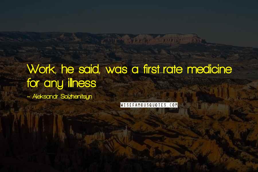 Aleksandr Solzhenitsyn Quotes: Work, he said, was a first-rate medicine for any illness.