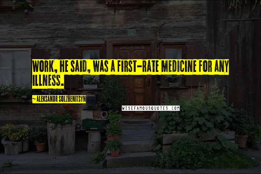 Aleksandr Solzhenitsyn Quotes: Work, he said, was a first-rate medicine for any illness.