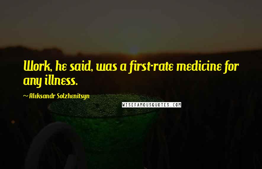 Aleksandr Solzhenitsyn Quotes: Work, he said, was a first-rate medicine for any illness.