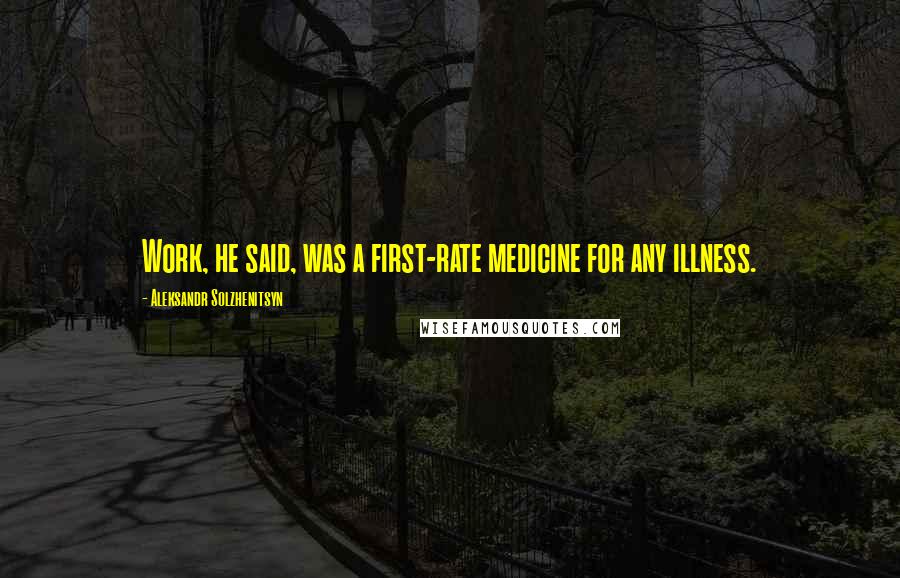 Aleksandr Solzhenitsyn Quotes: Work, he said, was a first-rate medicine for any illness.