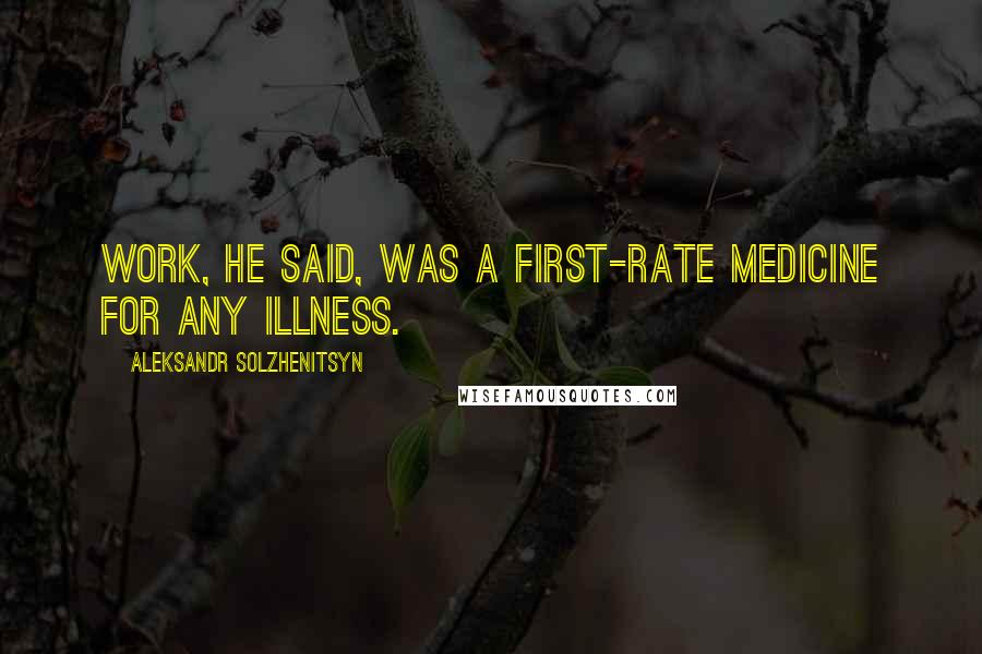Aleksandr Solzhenitsyn Quotes: Work, he said, was a first-rate medicine for any illness.