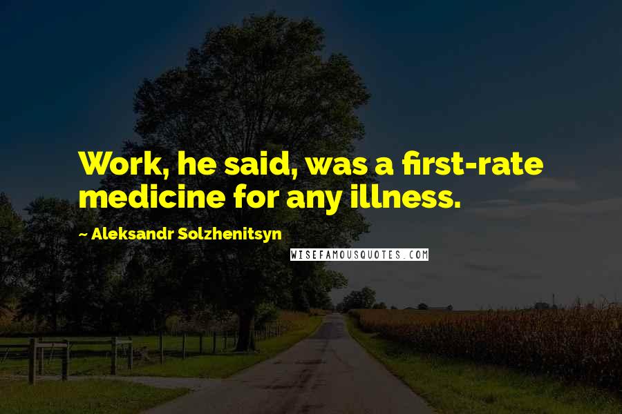 Aleksandr Solzhenitsyn Quotes: Work, he said, was a first-rate medicine for any illness.